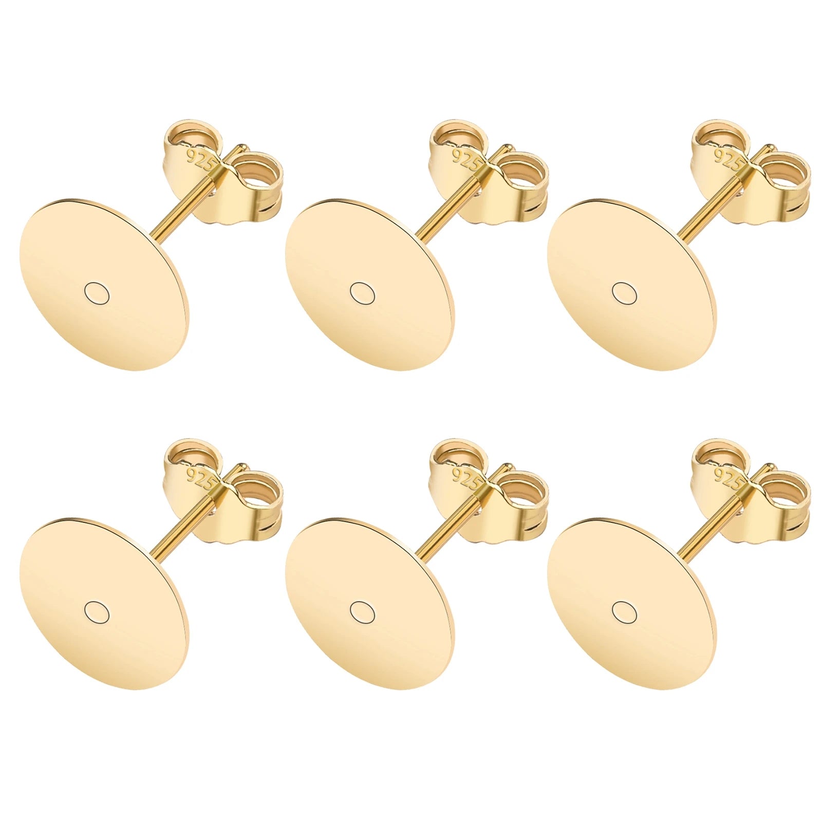 50pcs/Bag 925 Silver Stainless Steel Earring Studs Blank Post Base Pins With Earring Plug