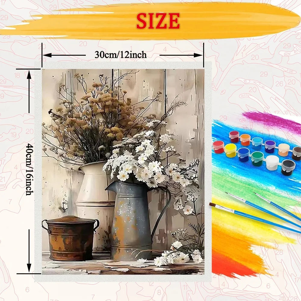 Vintage Flower Diy Art Paint By Numbers For Adult Floral Craft Kit