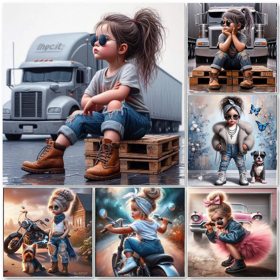 Cool Girl 5D DIY Diamond Painting Full Diamond Mosaic Embroidery Steampunk Girl Cross Stitch Kits Set Art
