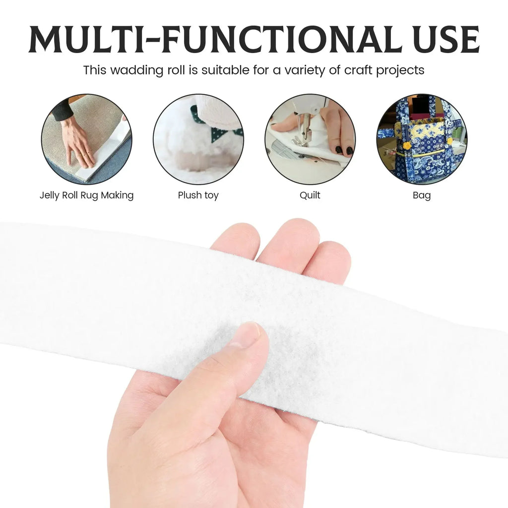 3 Rolls Jelly Roll Batting Strip 2 1/4 Inch Cotton Blend Batting on a Roll, Flexible