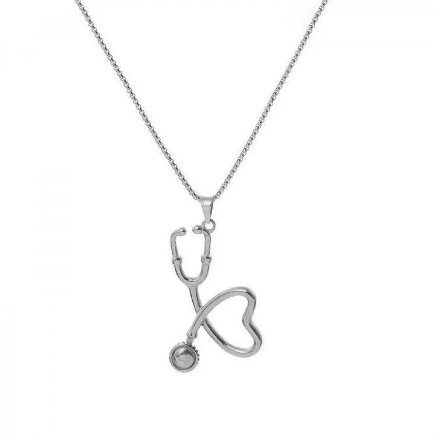 Hot Selling  Titanium Steel Necklace Creative Nurse Stethoscope Titanium Steel Necklace
