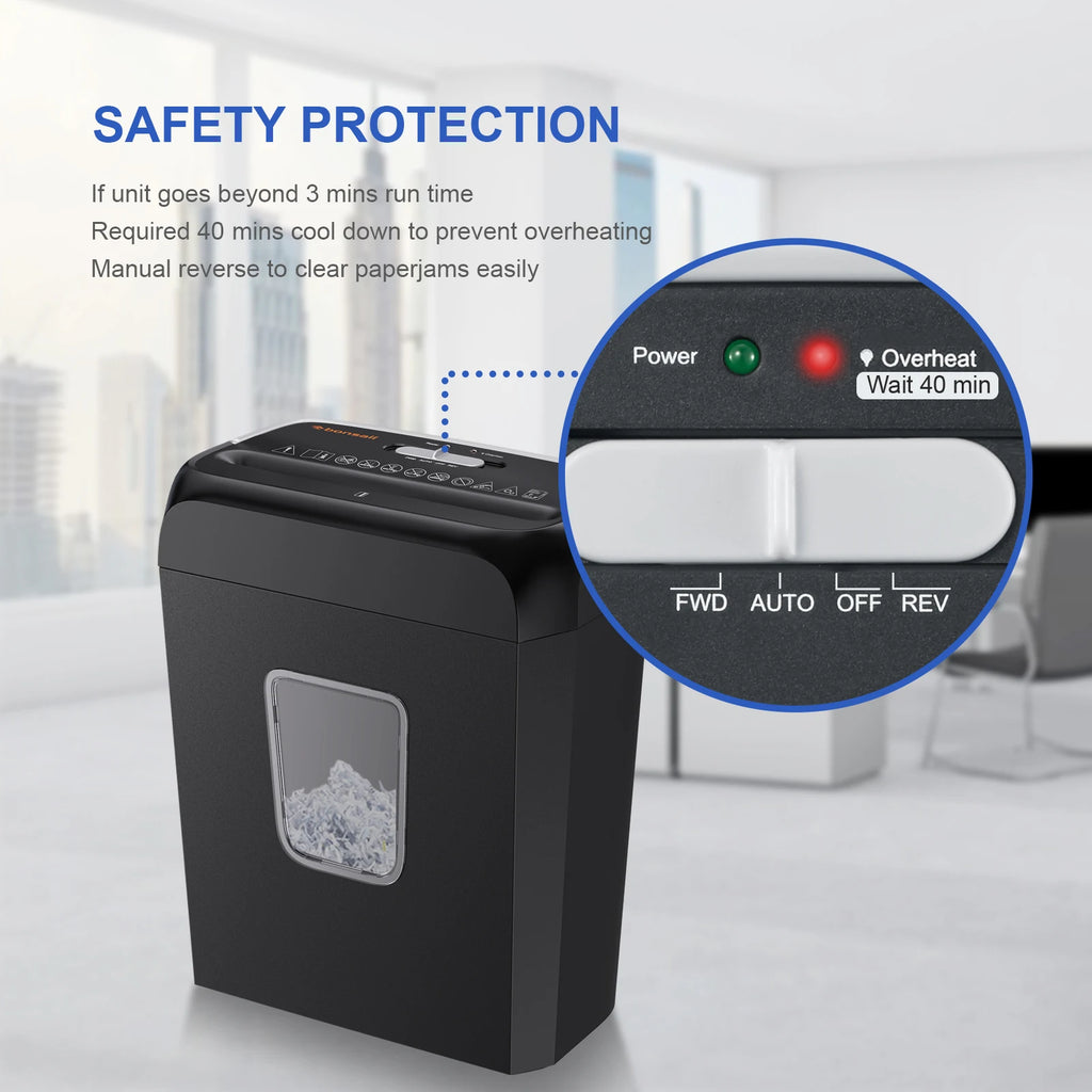 Bonsaii 6-Sheet Cross Cut Paper Shredder Home Office