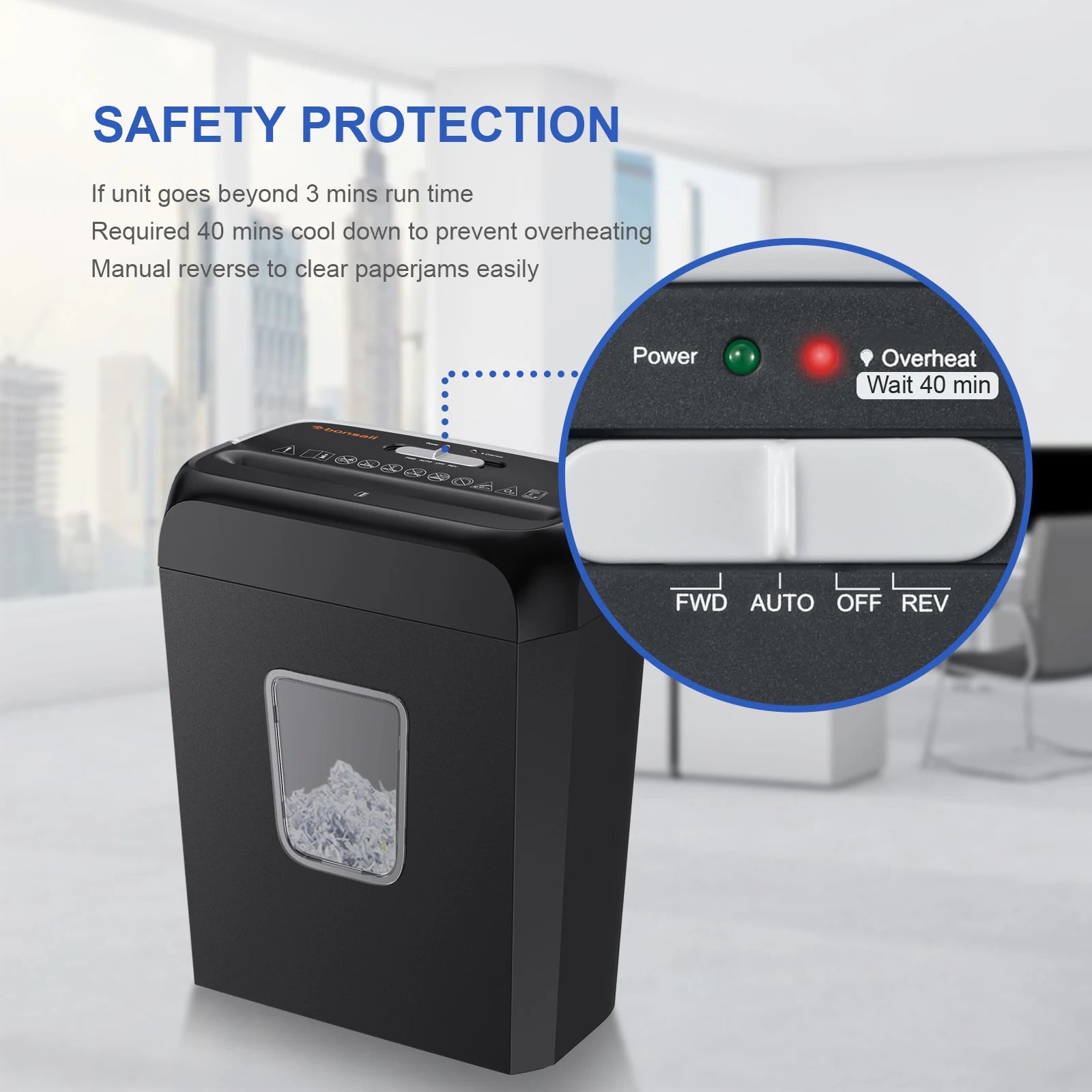 Bonsaii 6-Sheet Cross Cut Paper Shredder Home Office