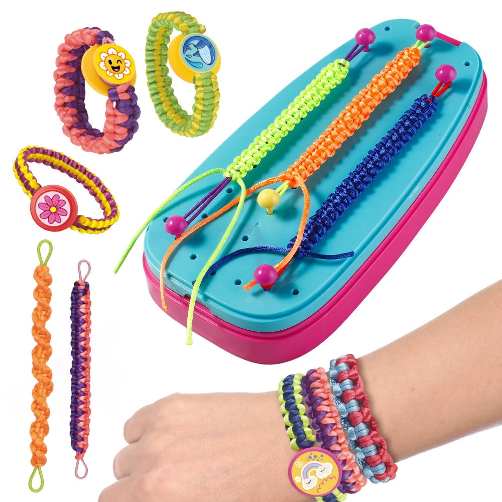 Girl's Bracelet Crafting Kit, Rainbow Rubber Band Loom Set, DIY Birthday Gift