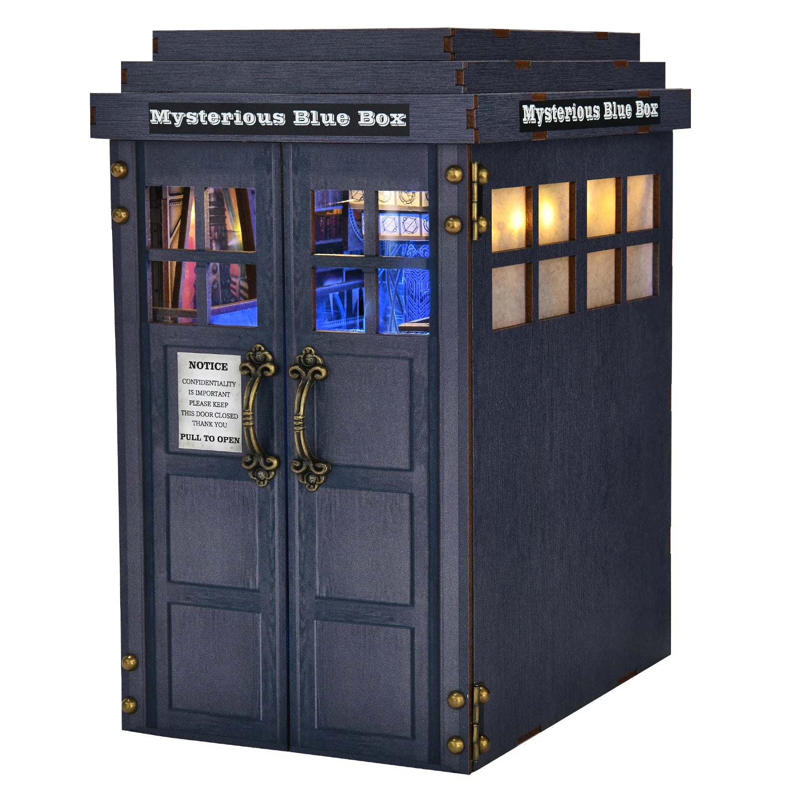 Mysterious Telephone Booth DIY Wooden Puzzle Handmade Bookshelf Dollhouse