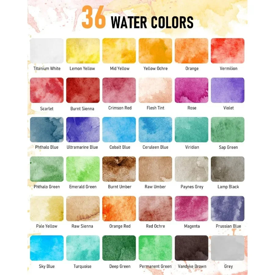 78PCS Watercolor Paint Set for Adults Beginner Artists 36 Tubes