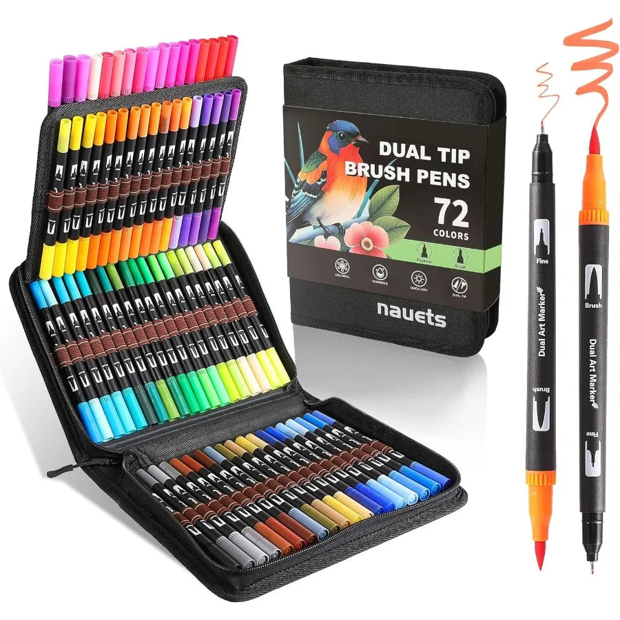 72 Colors Brush Fine Dual Tip Watercolor Markers Set