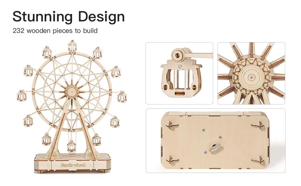 3D Puzzle Ferris Wheel Music Box Model Kit. For Children and adults crafting DIY, Unisex.