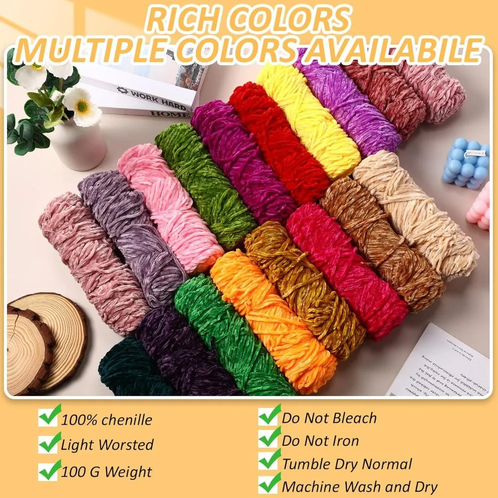 Bulky Soft Velvet Blanket Yarn for Crocheting and Knitting, 40 Packs, 5240 Yards, Ideal for DIY Crafts and Weaving