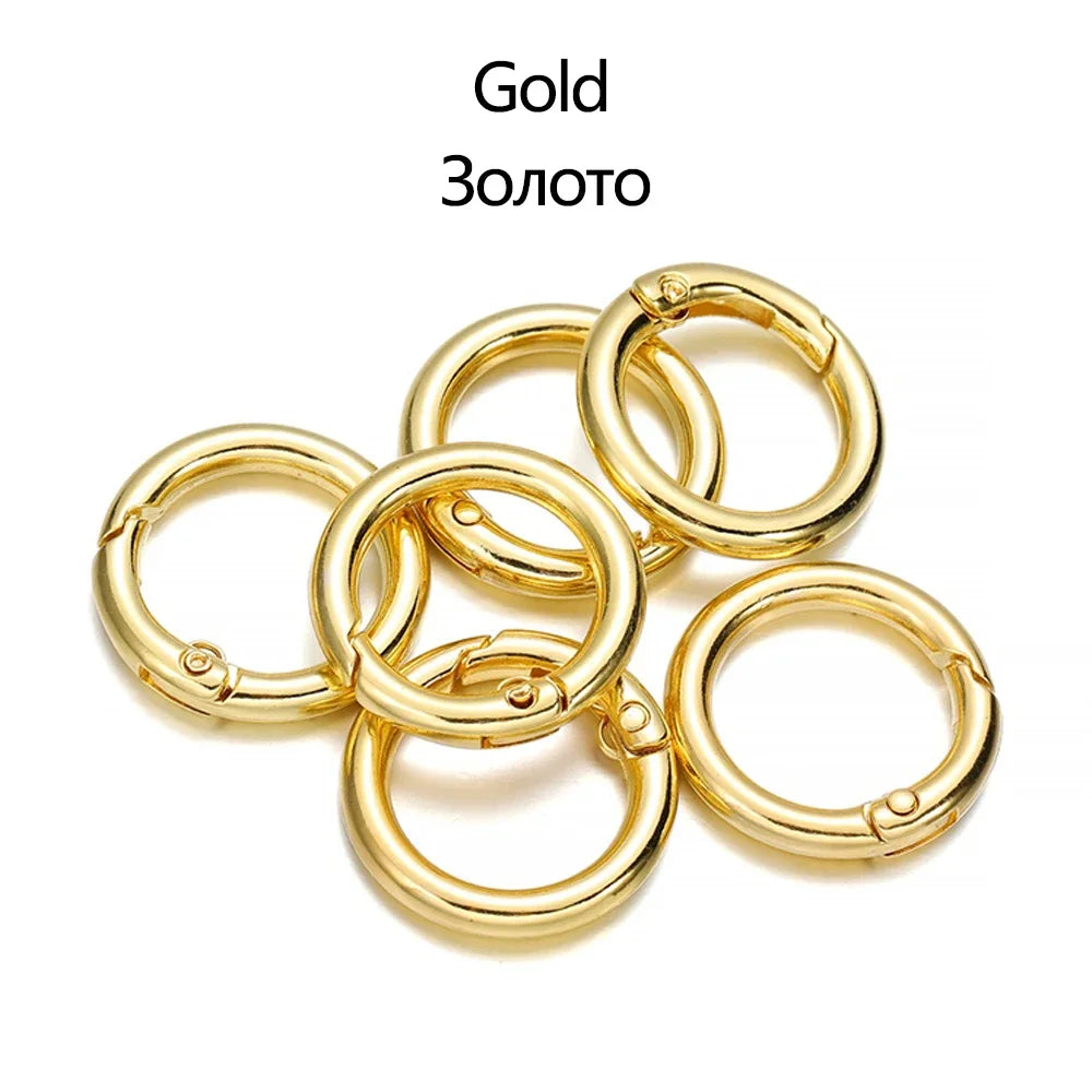 5Pcs/Lot 21 Colors Metal O Ring Spring Clasp Openable Round Carabiner Keychain Clips Hook