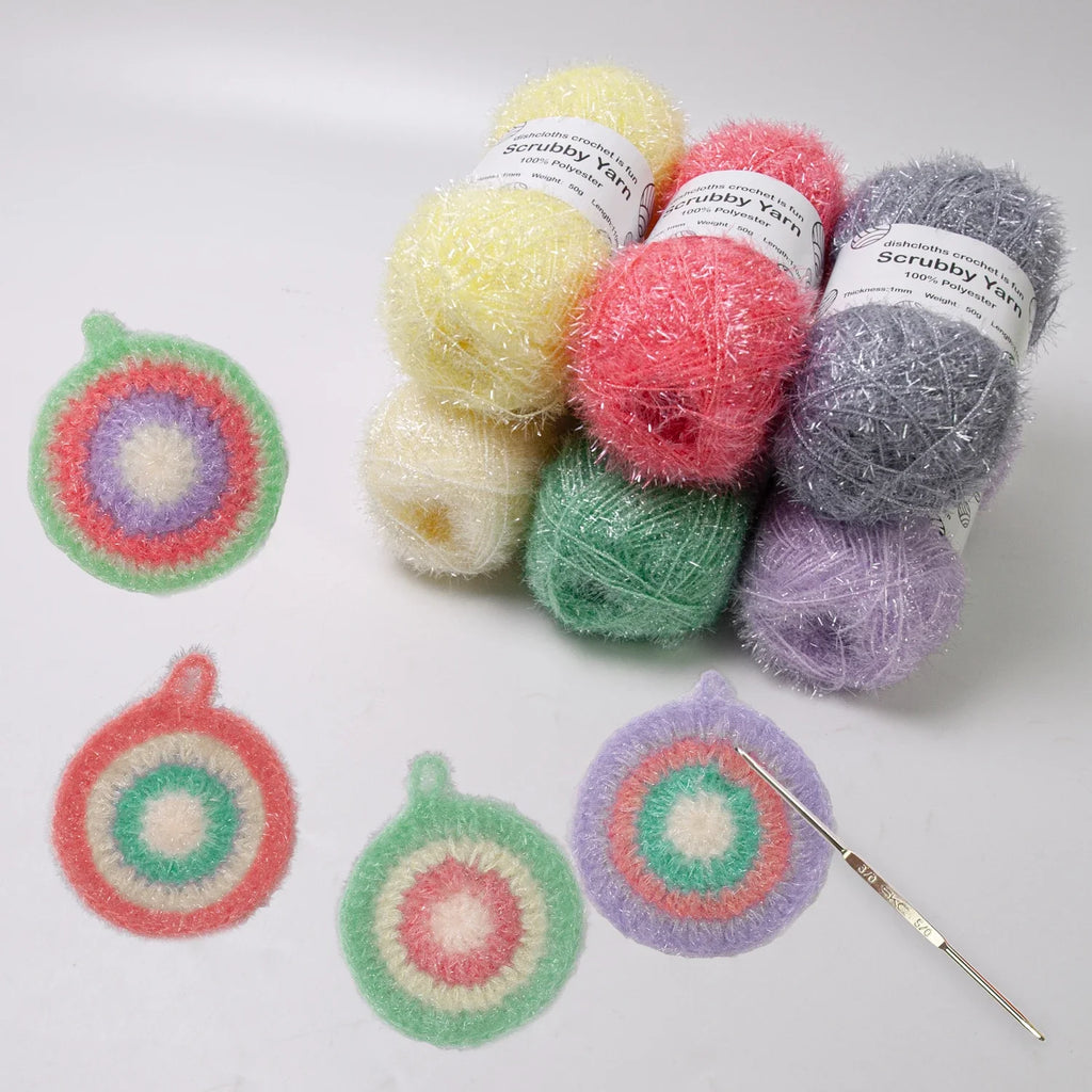 Scrubby Yarn for Scrubbies 6pcs Scrubbing Yarn Multi Colored