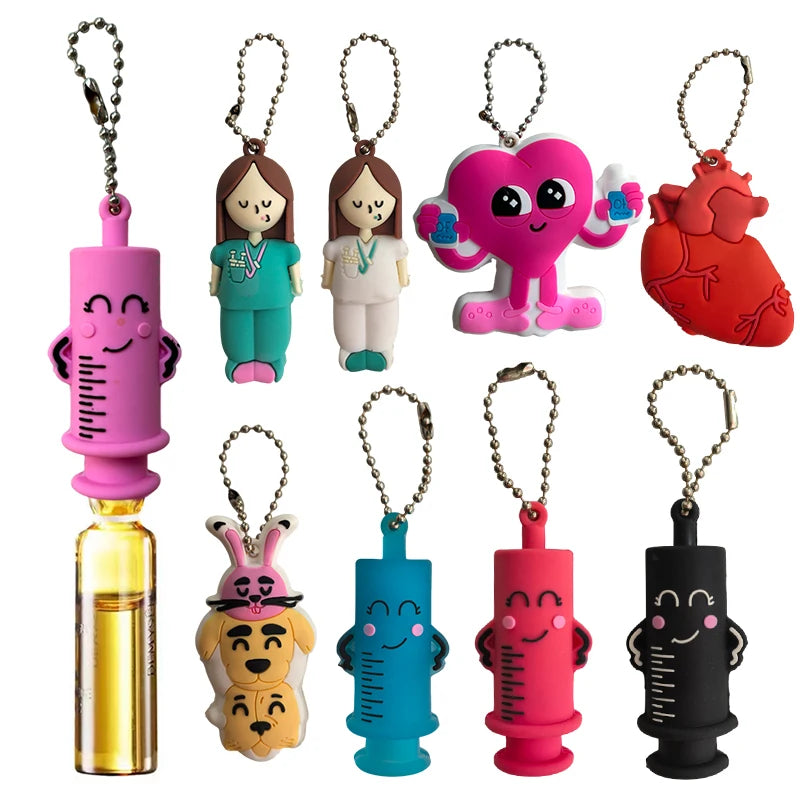 1PCS PVC Ampoule Bottle Opener Keychain Syringe-Shaped Cutter Nurse Doctor Aid Medication Vial Breaker Tool