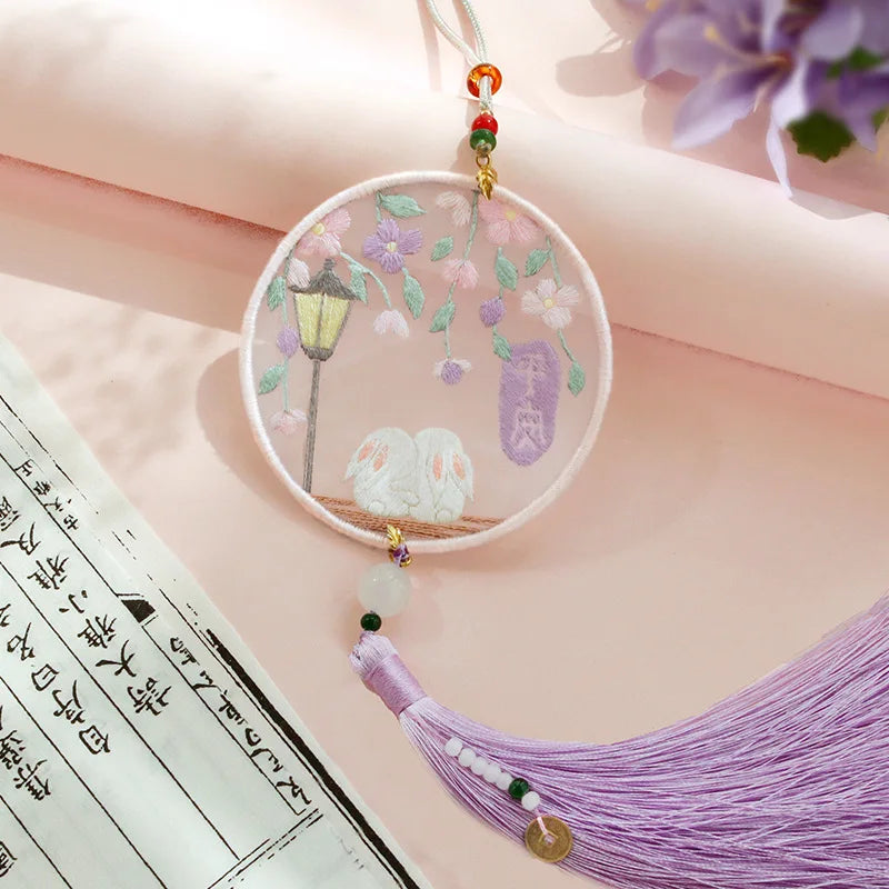 Car Pendant Needlepoint for Beginner Handmade, DIY Needlework Easy Embroidery Kit Sewing