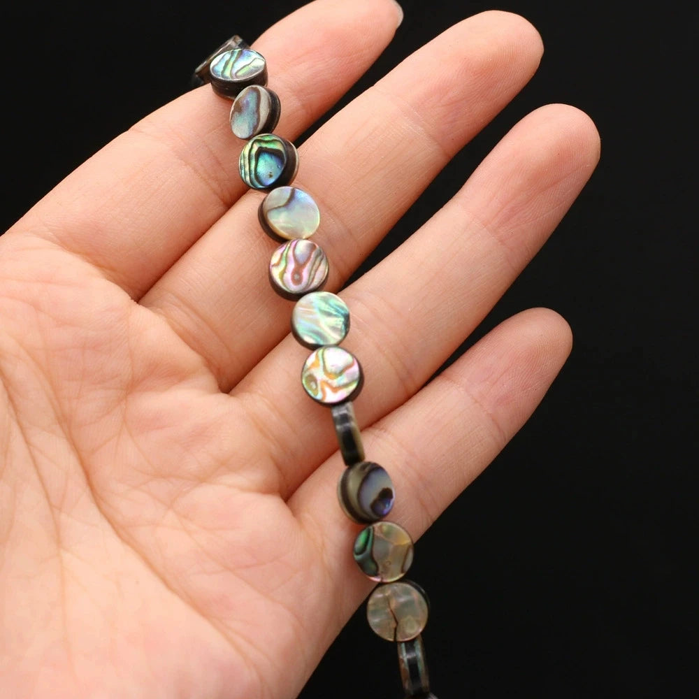 High Quality 5pcs Natural Shell Beads Coin Abalone Shell Loose Beads