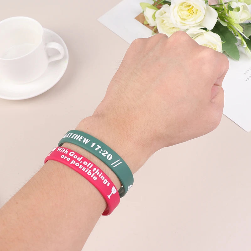 40pcs Inspirational Bible Verse Silicone Bracelets Faith-Based Wristbands
