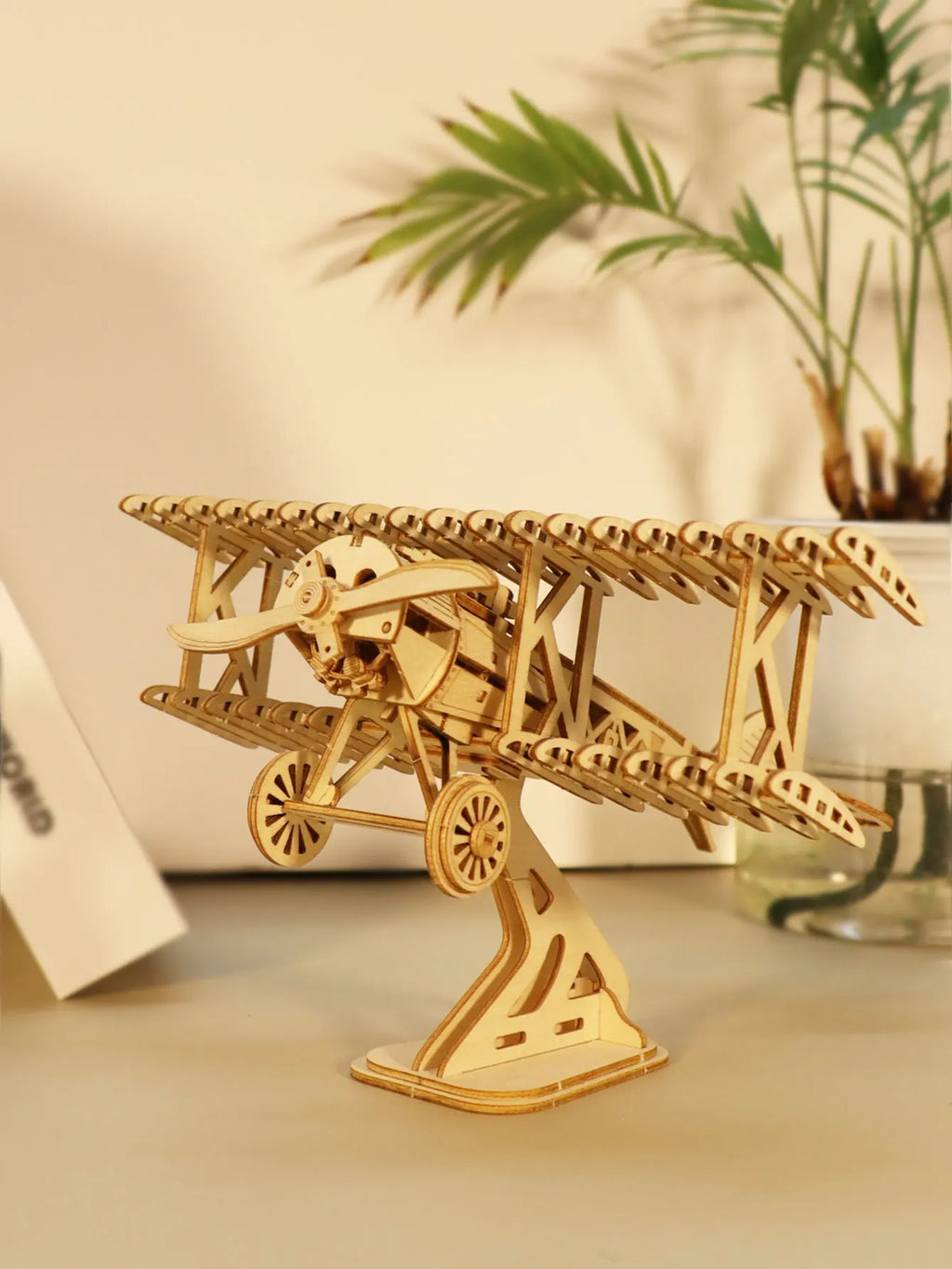 3D Wooden Puzzle Wood DIY Handmade Craft  Bi-Plane Model kits  Birthday and Christmas presents