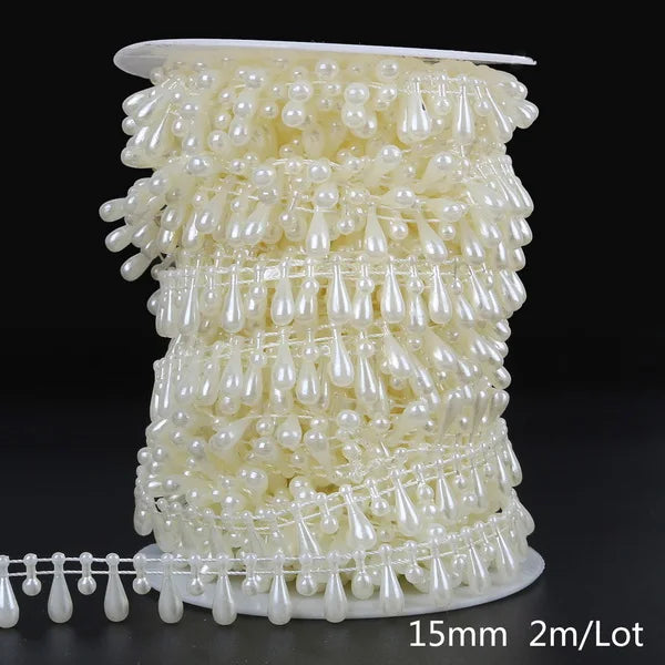 ABS Imitation Ivory Pearl Bead Chain Line Cord Thread Trim for DIY Wedding Party Decoration & Jewelry Findings Craft Accessories