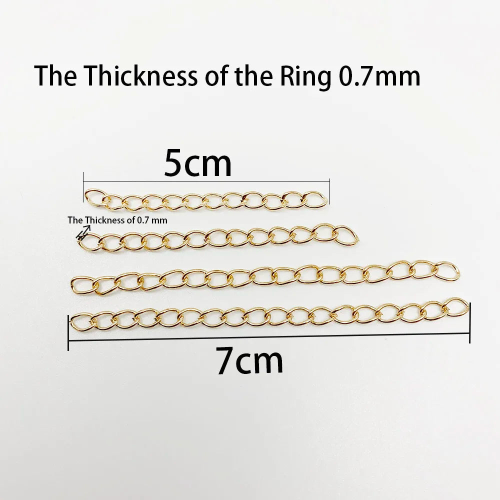 50-100pcs/lot 50mm 70mm  Necklace Extension Chain Bulk Bracelet Extended Chains Tail Extender