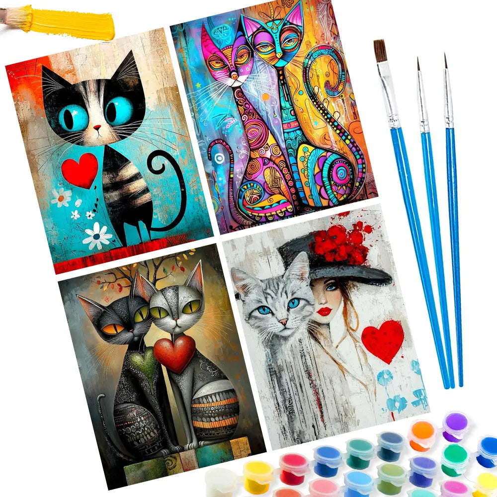 Cartoon Diy Art Paint By Numbers  Abstract Cat