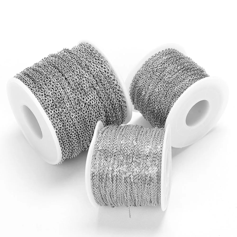 10 Meters Stainless Steel Chain,Gold&Steel Color Link for DIY Jewelry Making
