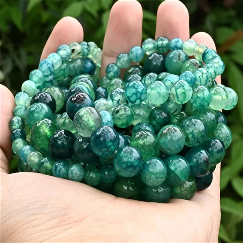 6/8/10mm Natural Green Round Stone Loose Spacer Beads