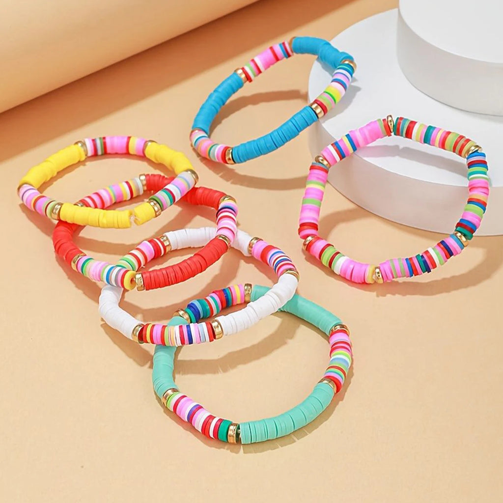 2400pcs clay bead set, DIY jewelry-making set with lobster clasp elastic thread
