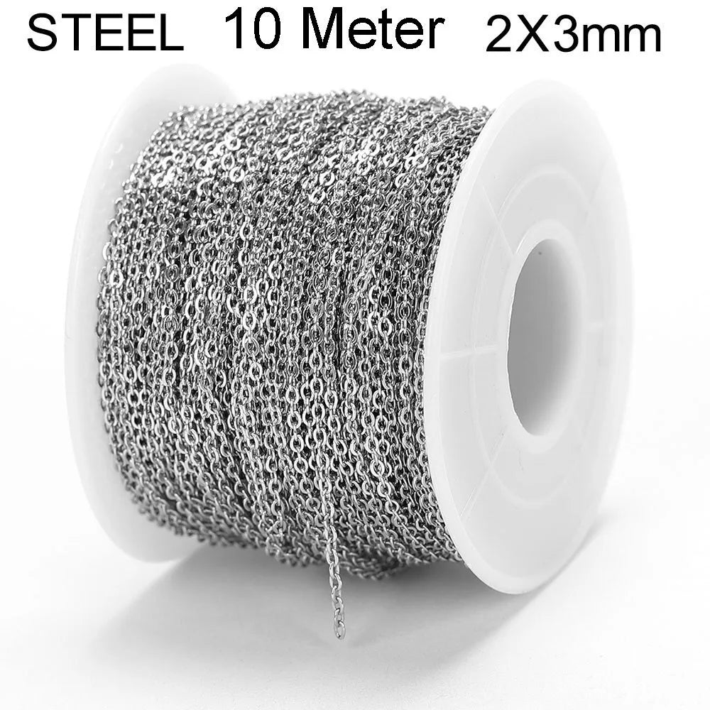 10 Meters Stainless Steel Chain,Gold&Steel Color Link for DIY Jewelry Making