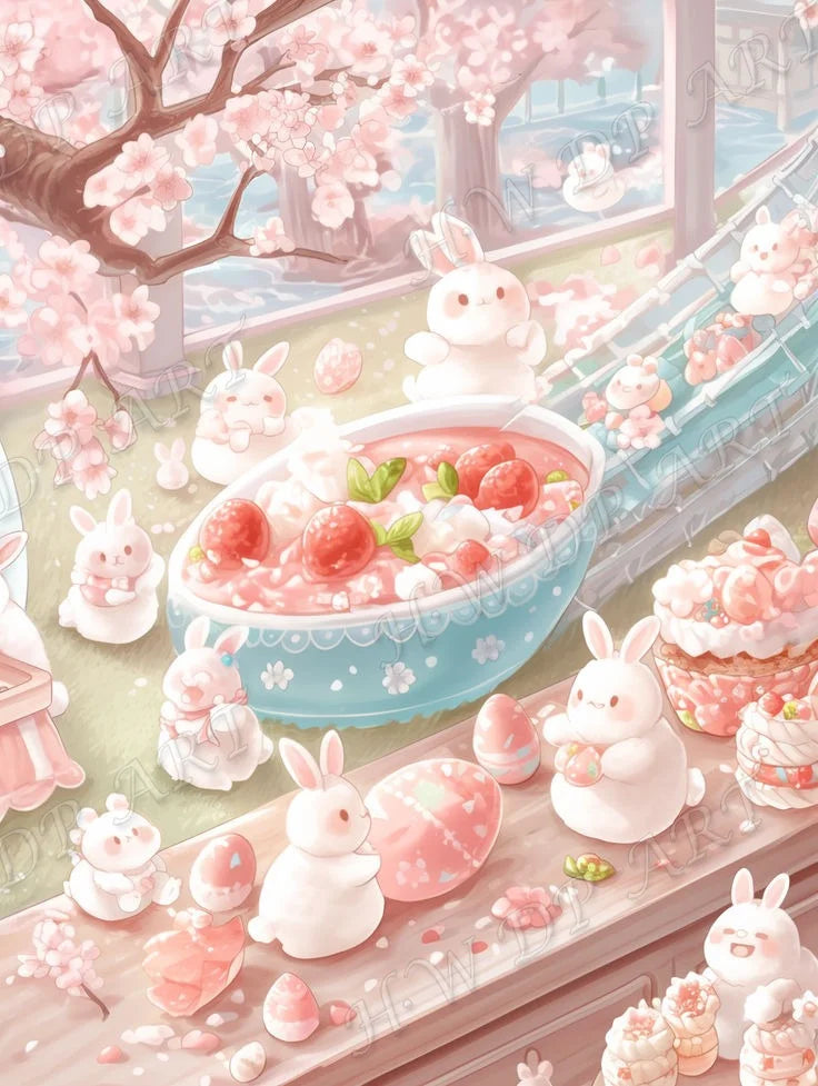 100% Fairy Dust Diamond Painting Rabbit Square Diamond Embroidery, cross stitch Diamond Art