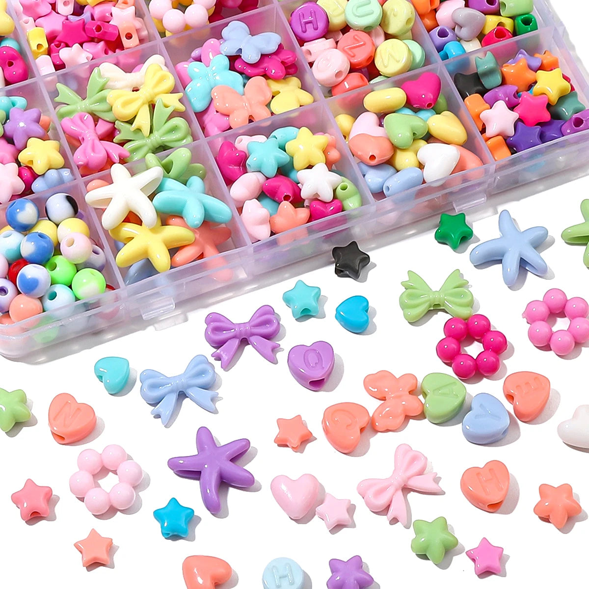 About 20-200Pcs acrylic solid colored beads, butterflies, pentagonal stars, love beads