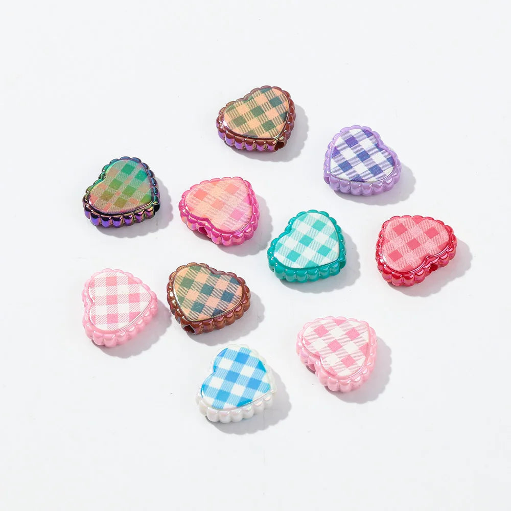 10pcs Love Heart Spacer Loose Beads Charms for DIY Bracelet Necklace Earring Jewelry Accessories