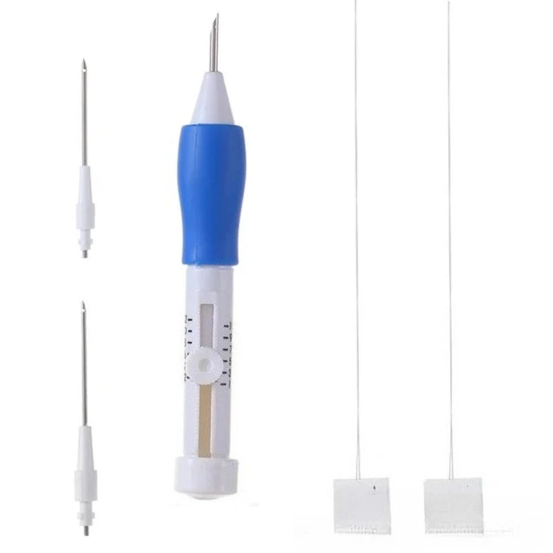 1PC Adjustable Magic Embroidery Pen Set with 3 Needles, Threader, Scissors,