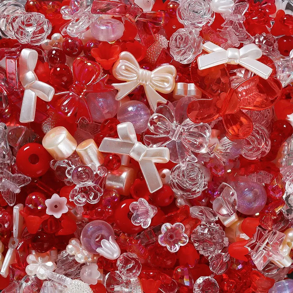 40g/lot Mixed style Flowers Heart Colorful Acrylic Beads