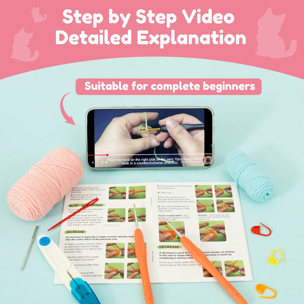 Beginners DIY Knitting Craft KitCrochet with Accessories and Tutorial