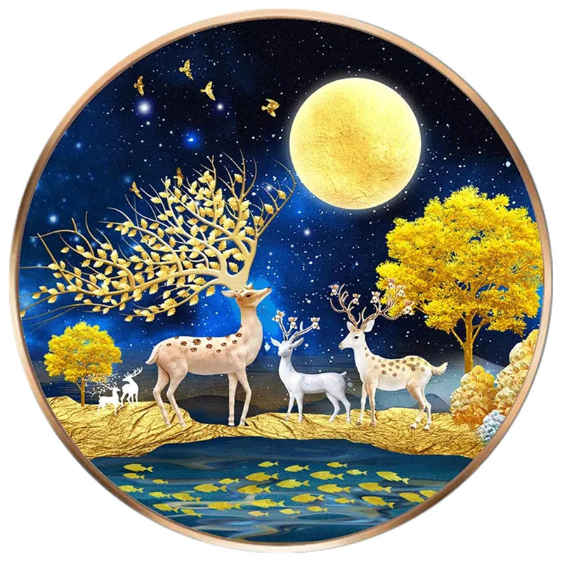 5D Diamond Painting Moonlight Elk DIY Diamond Art Embroidery Gift Office Living Room Home Decoration Diamond Cross Stitch Kits