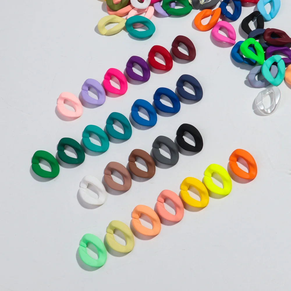 20pcs 20x30mm Acrylic Frosted Square Link Chain Loose Beads