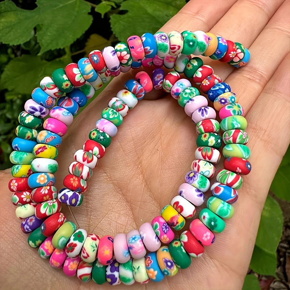 100pcs Colored Clay Beads, Accessories for Necklace Bracelet, Keychain Jewelry Making