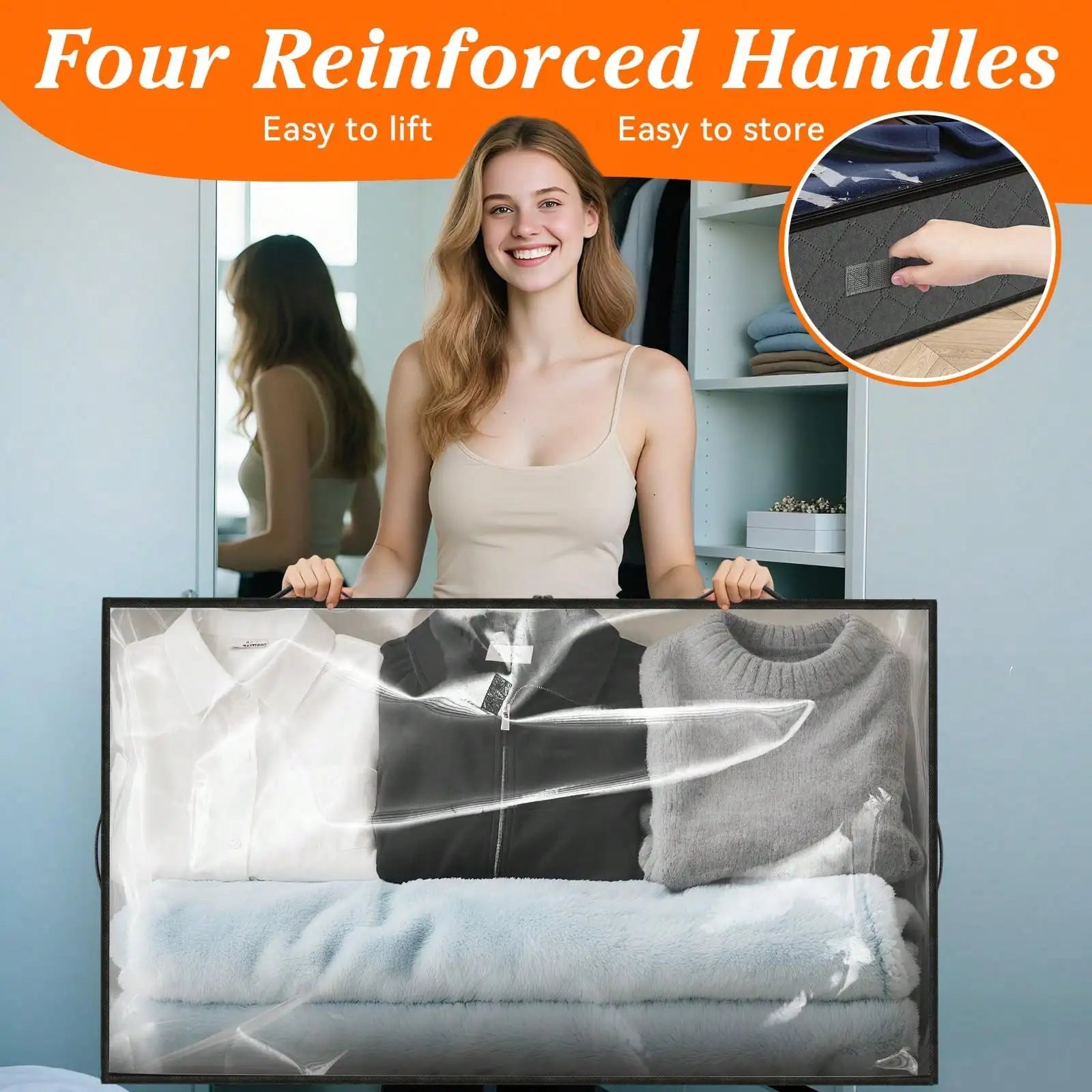 4PCS 90L Under Bed arts and crafts Storage Bins Clear Top Foldable Closet Organizer