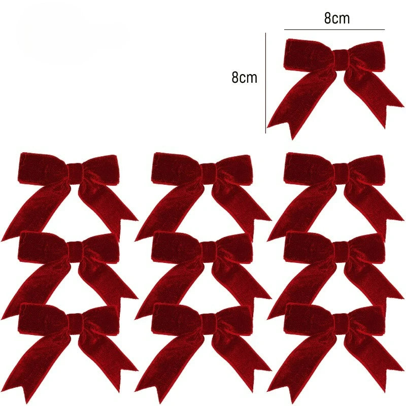 10/100x Red Christmas Bow Velvet Christmas Wreath Bow Christmas Tree Topper Bows Garland Hanging Ornaments DIY Craft Party Gifts
