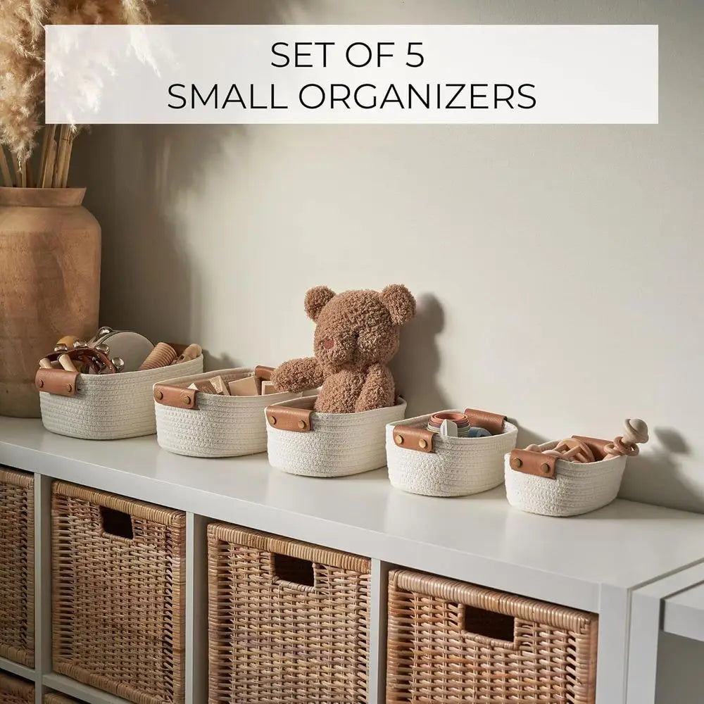 Beautiful Storage Basket Set of 5 -great for storning craft materals yarn and crochet and knitting needles.