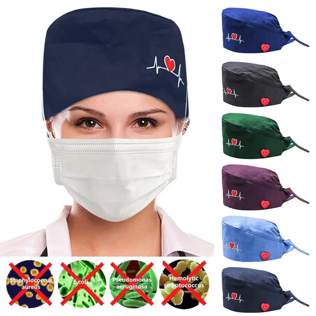 Love button embroidery pure cotton operating room hat doctor nurse operating room hat