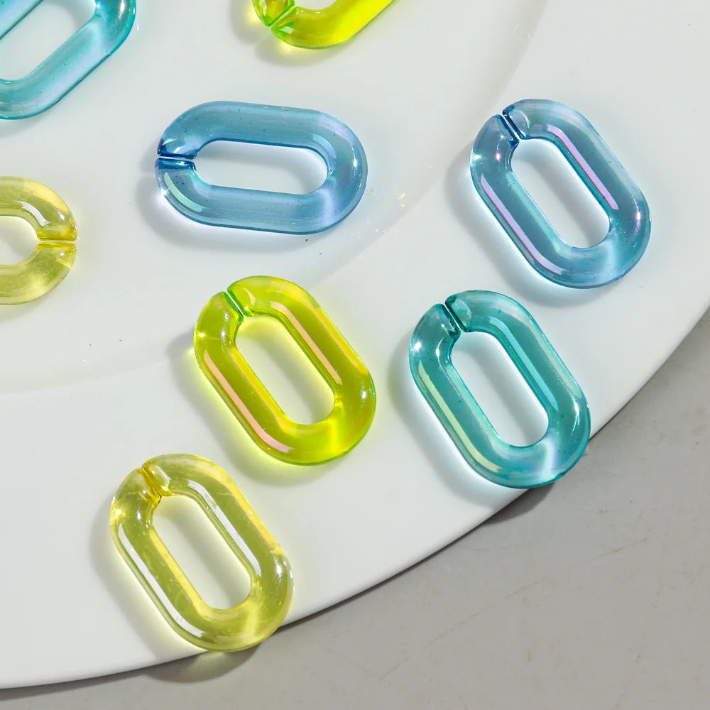 Colorful 20pc Transparent Oval LinkOval Link Chain Beads