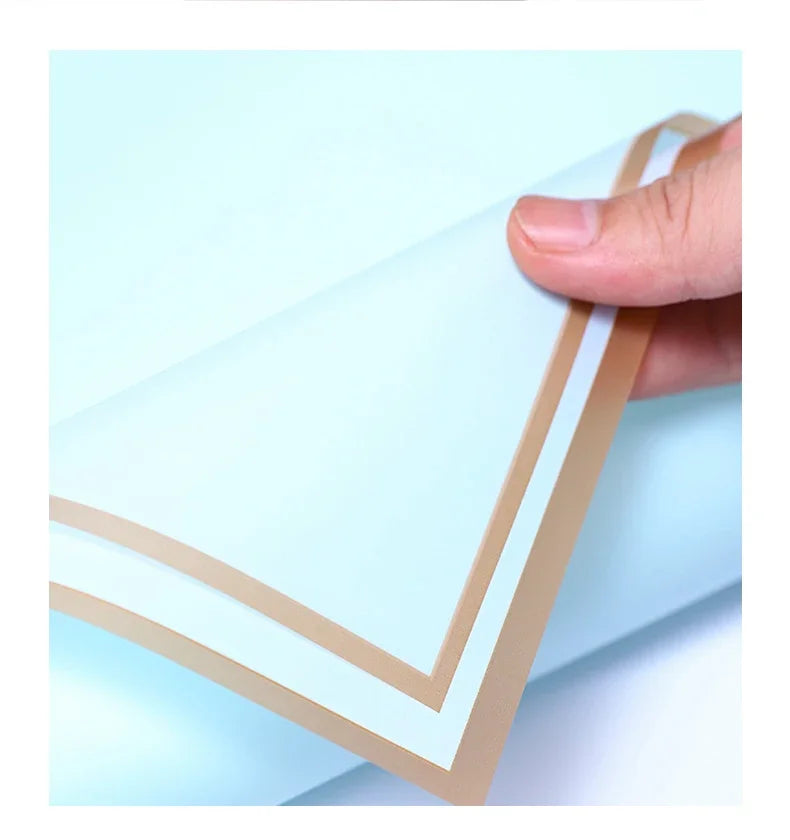 10 Sheets Flower Wrapping Paper with Golden Edges, Waterproof.