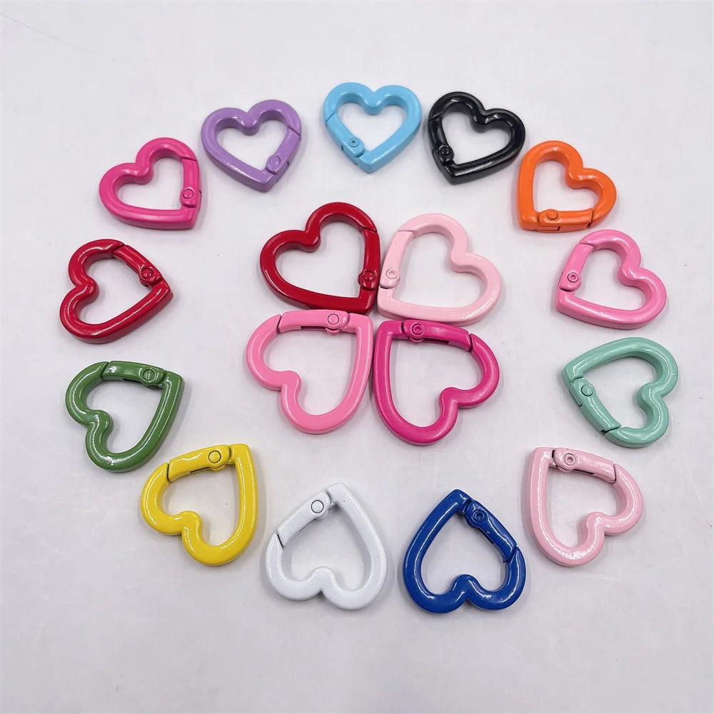 5pc 21/25mm Heart Key Ring Snap Clip Trigger Spring Buckle for DIY Jewelry Carabiner Keychain Chain Hook Make Accessory Material