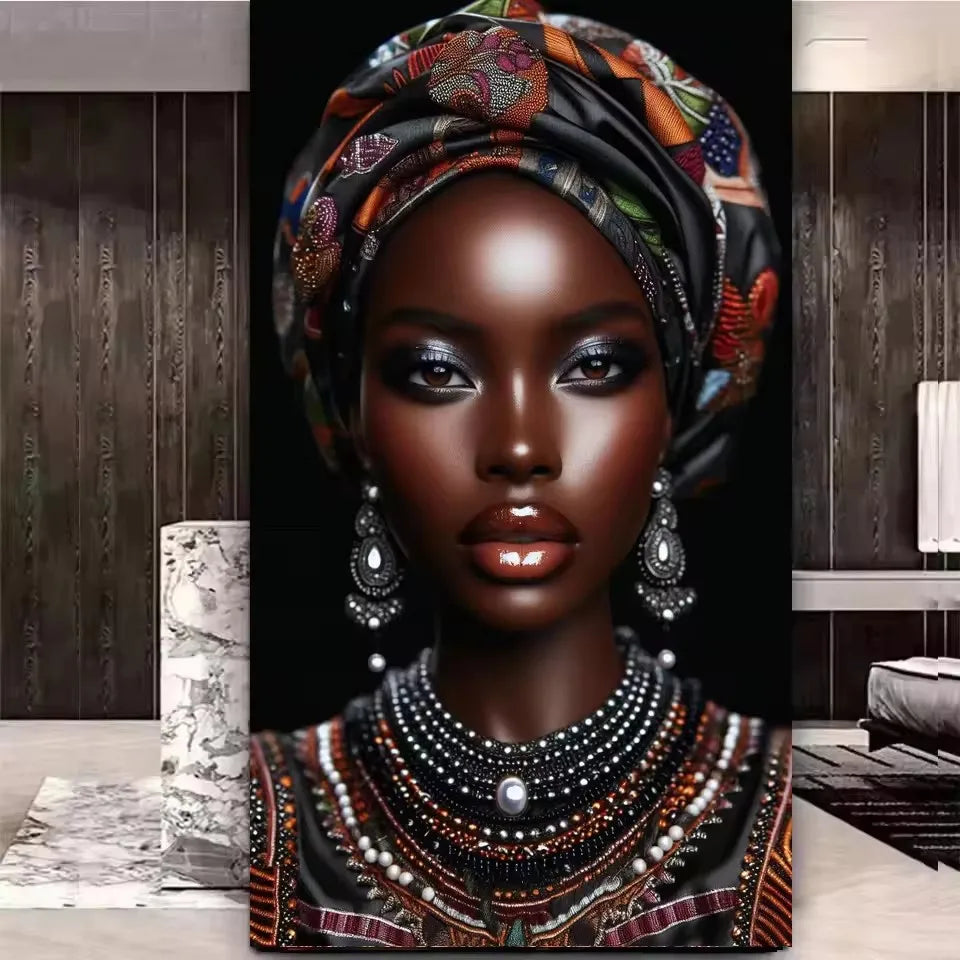 Beautiful African Woman Wearing Colored Headscarf DIY Diamond Painting New 2026.