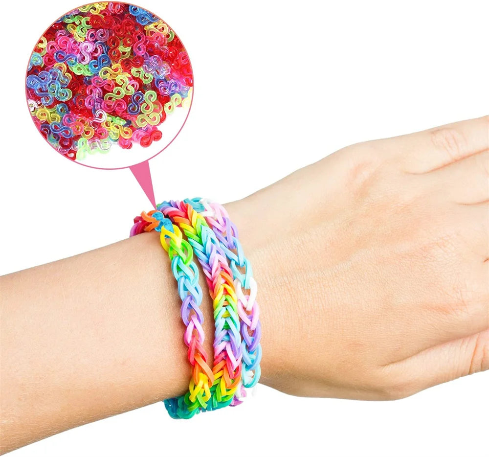 600pcs Loom Rubber Bands Kit Bracelet Making Kit for Kids Elastic Weaving