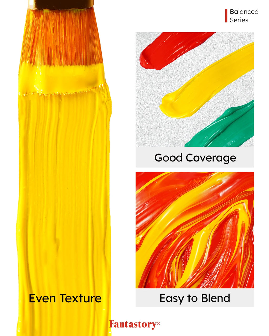 Fantastory Acrylic Paint Set - 24 Colors + 12 Professional Brushes,