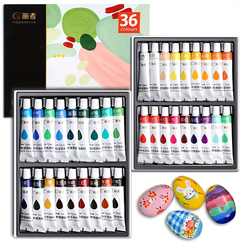 Paint Set 36 Colors 12mL/0.4oz, Professional Tempera