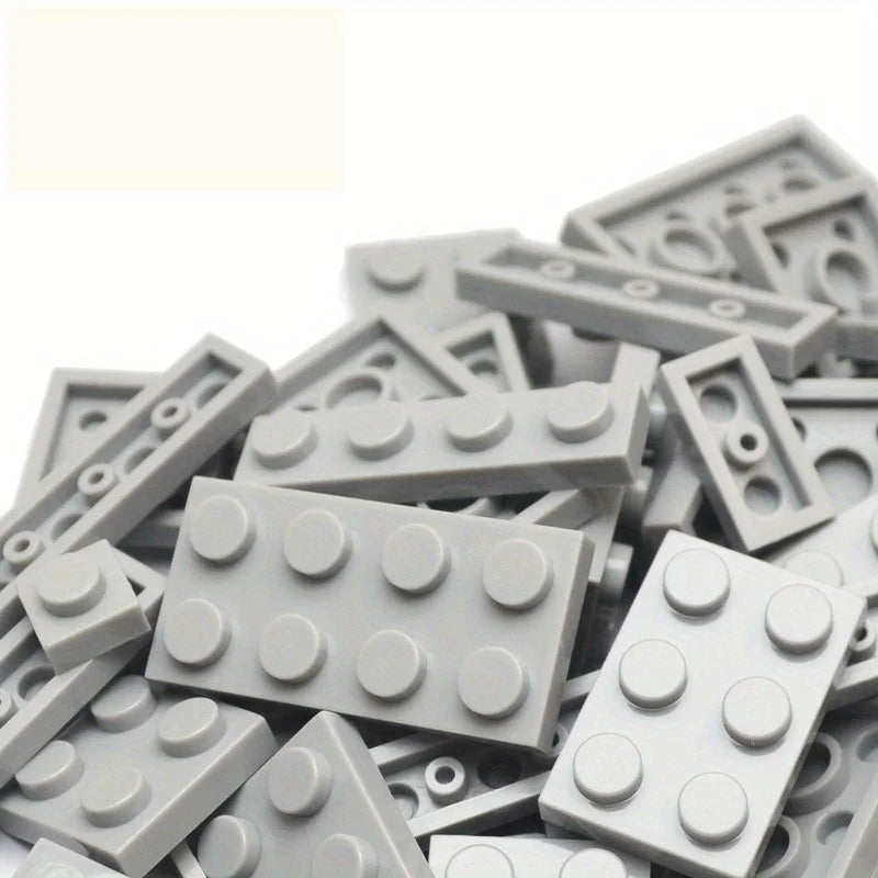 100PCS 12 Shapes Thin Plate Parts City Bulk Building Blocks Mixed Accessory Creative Bricks Compatible Brand 1x1 1x2 1x4 Dots