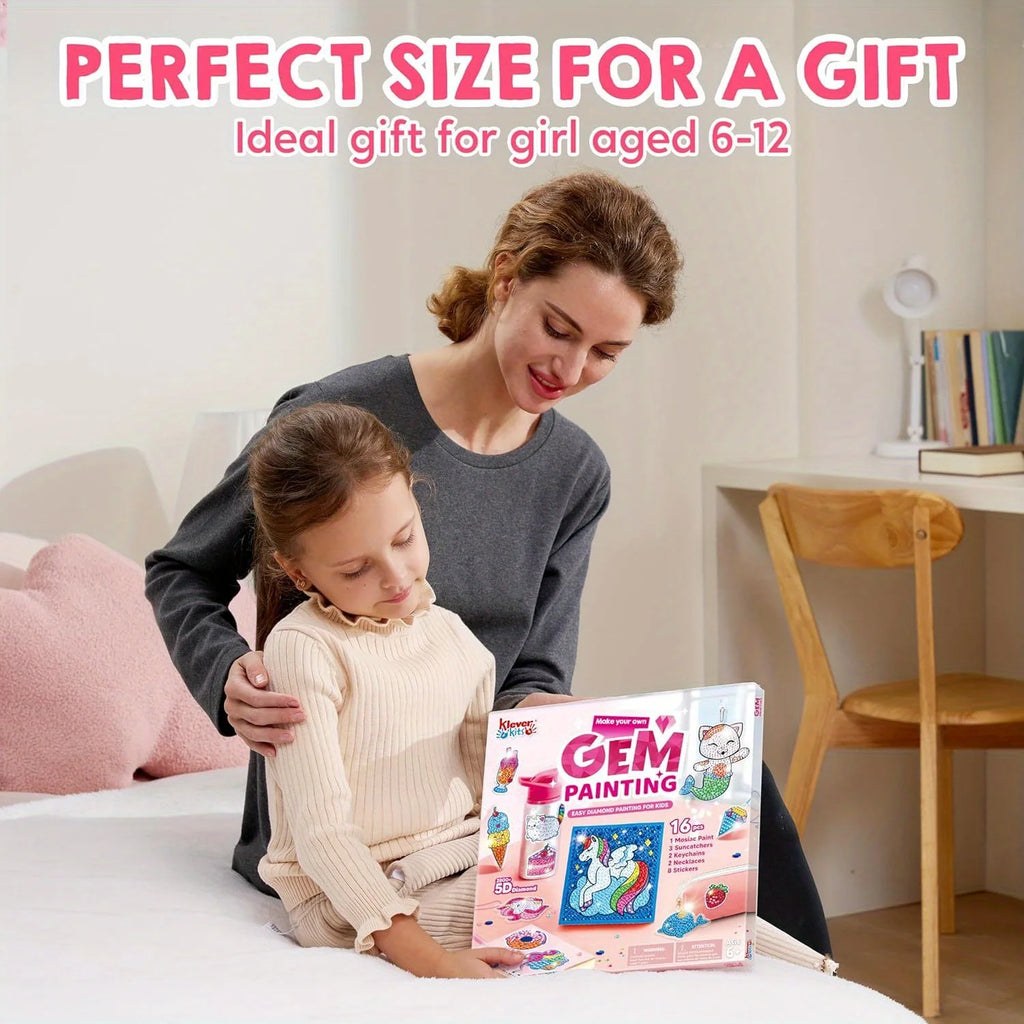 16 Projects Gem Painting Kits Diamond Gem  with 5D Gem for Girls Ages 6-12