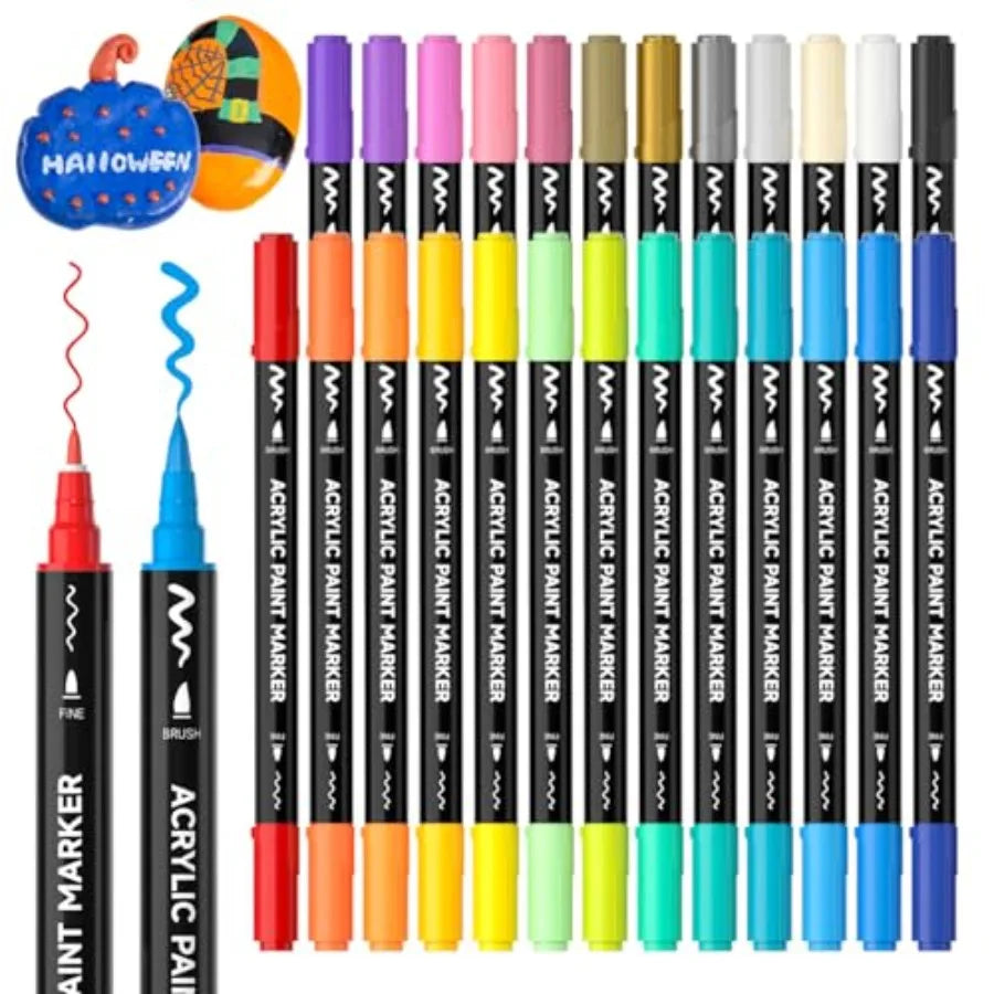 Paint Markers with Brush Tip and Fine Tip